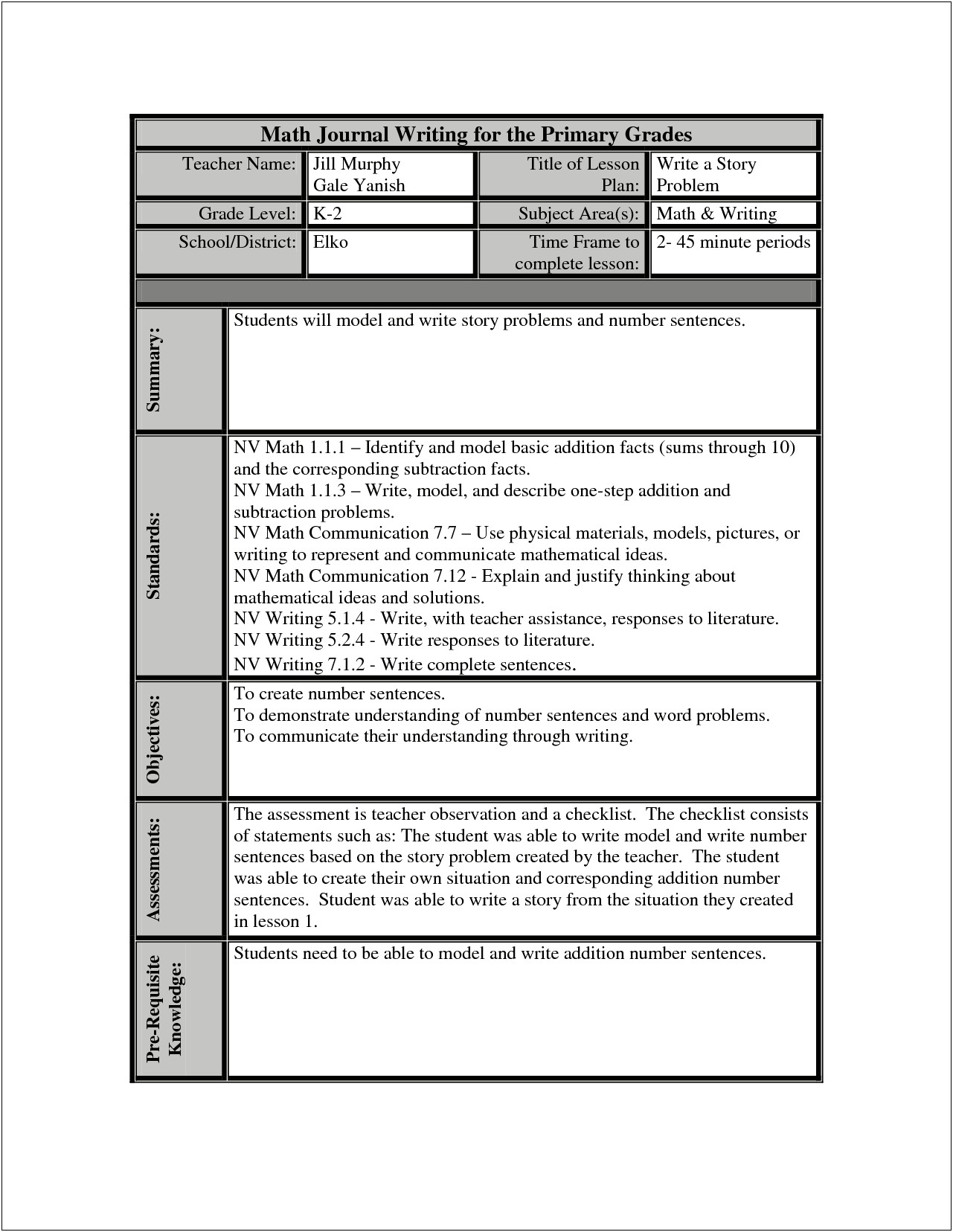 7th Grade Math Lesson Plan Template