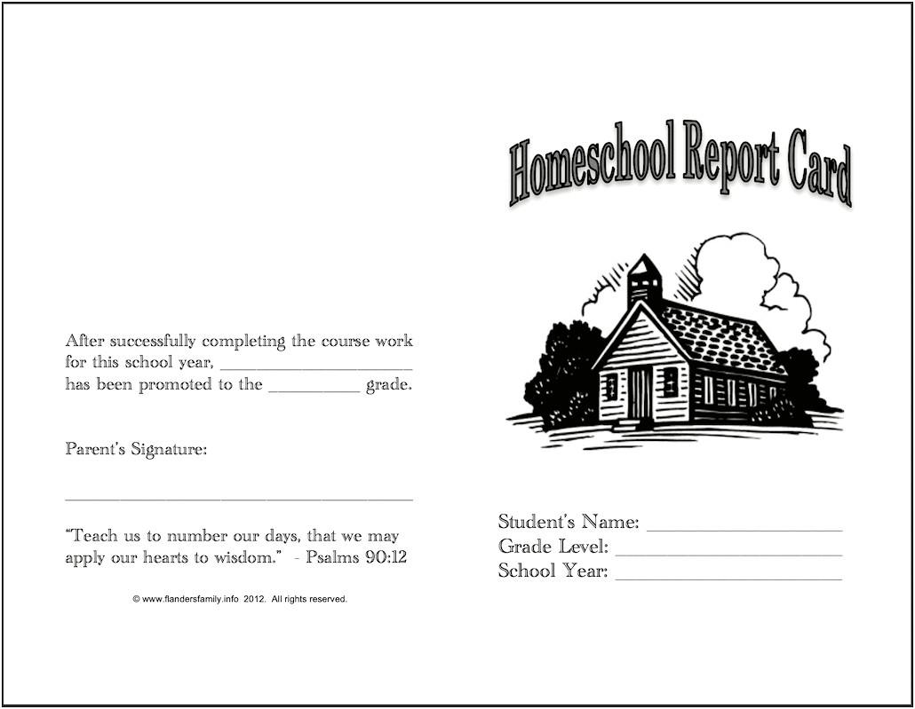 8th Grade Homeschool Report Card Template