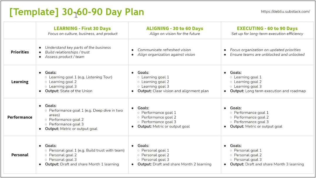 90 Day 1 Year Plan Template