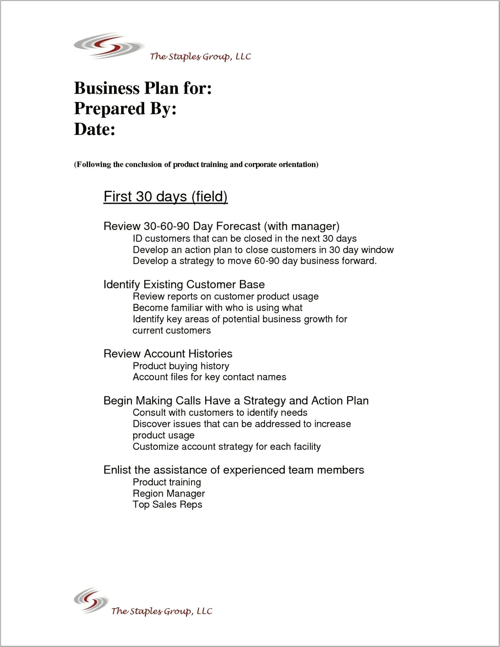 90 Day Business Plan Template For Interview