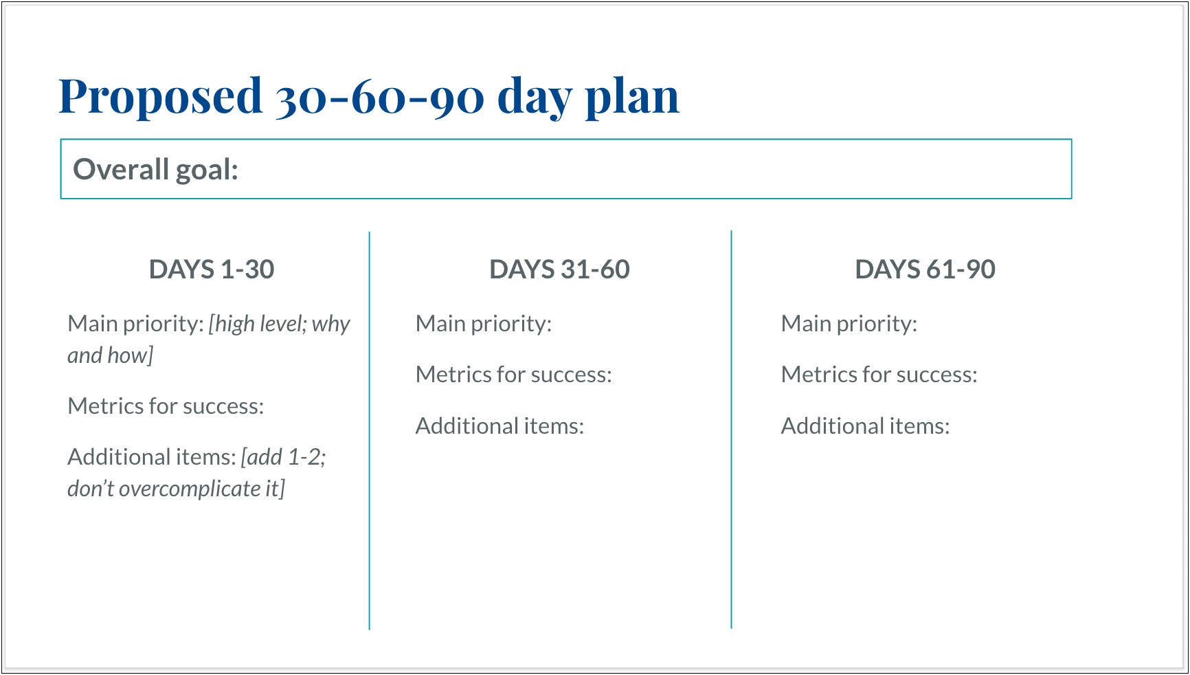 90 Day Plan Template For New Project