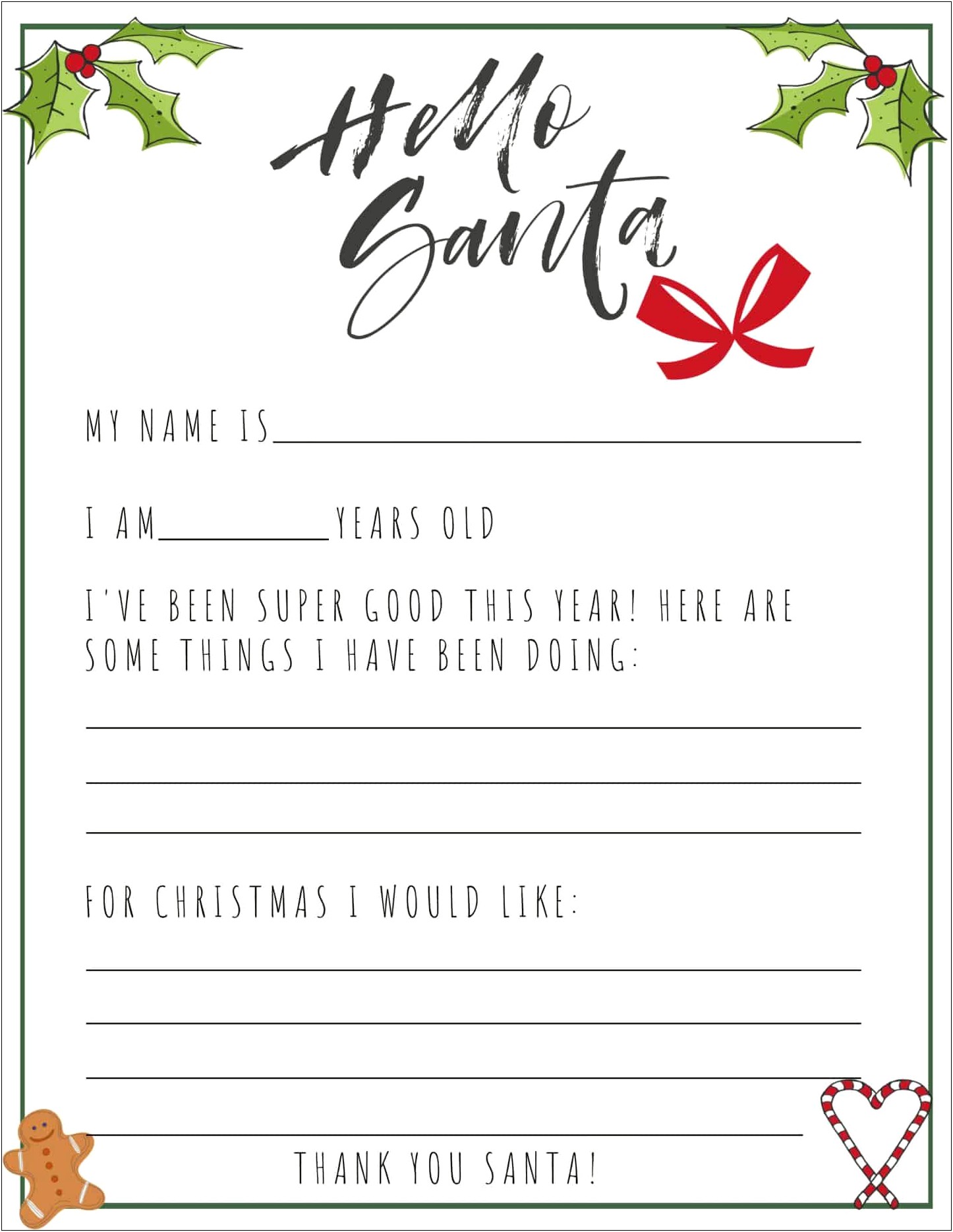 A Letter From Santa Blank Template