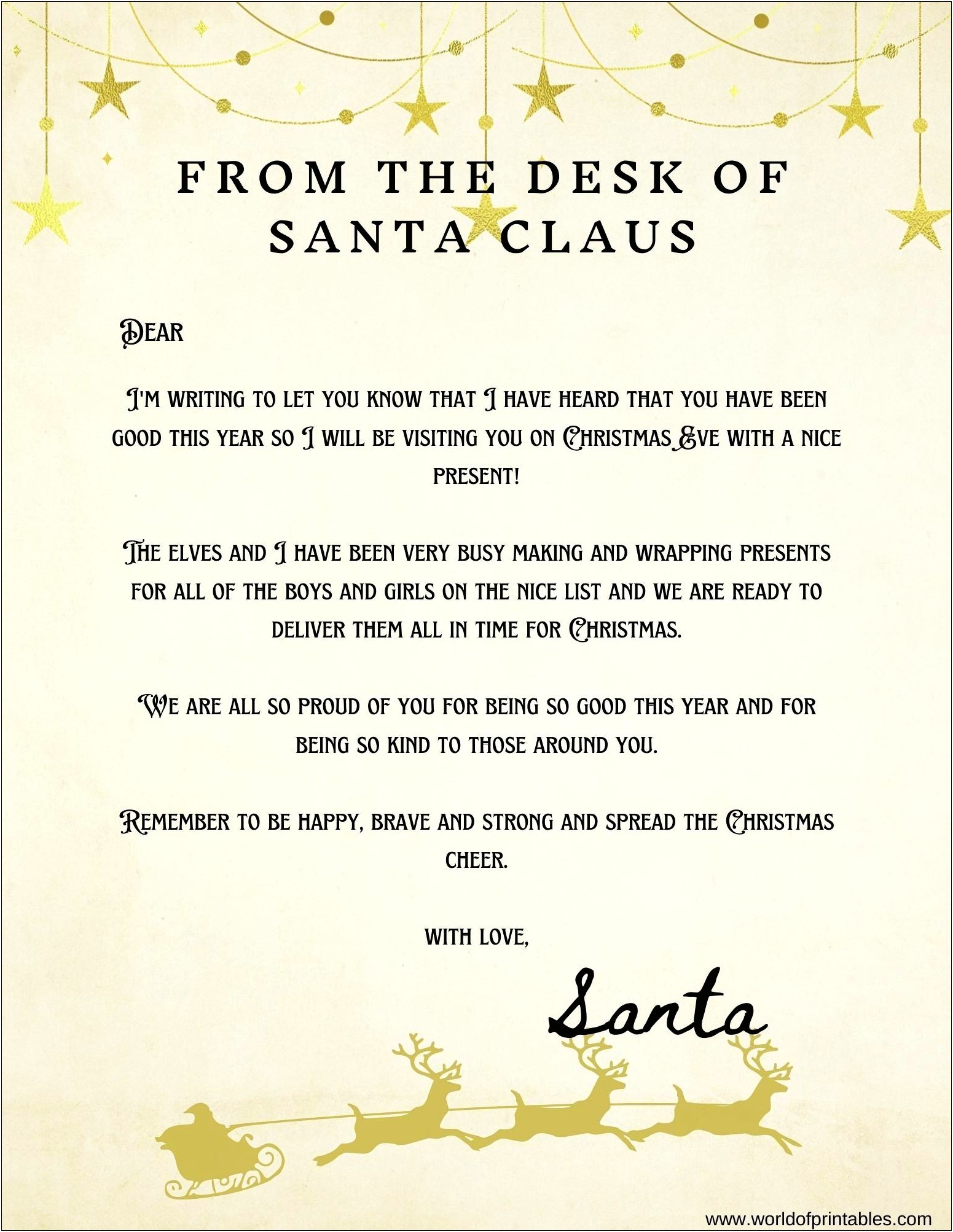 A Letter From Santa Claus Template
