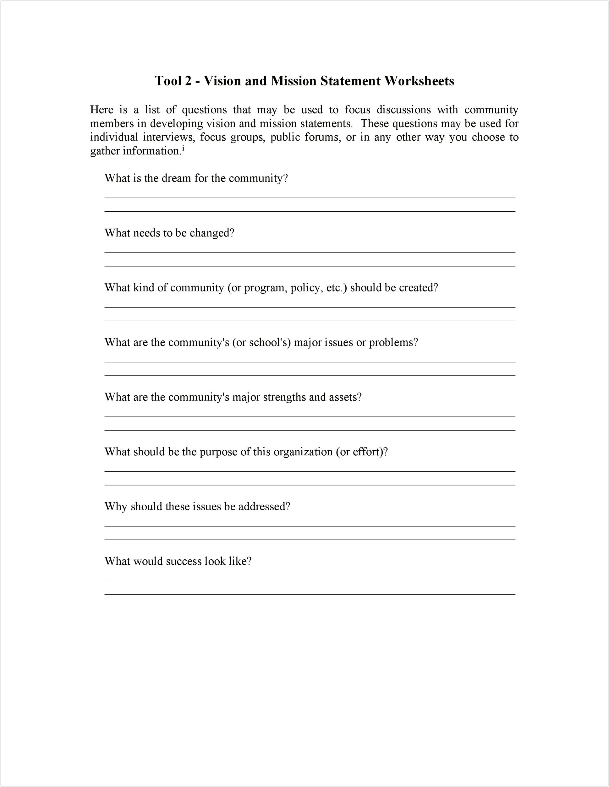 A Letter Template For A Mission Statment