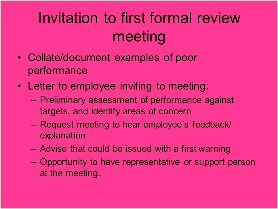 Absence Review Meeting Invite Letter Template