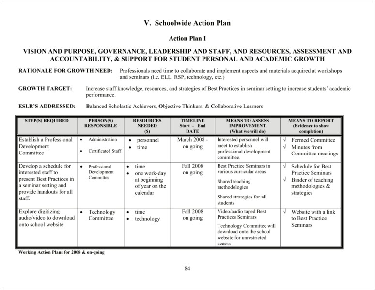 Academic And Career Plan Template And Action Plan