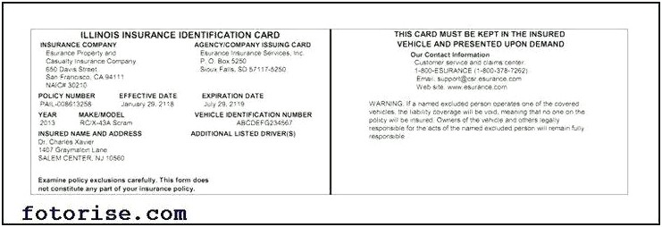 Acord Auto Card Insurance Template Pdf