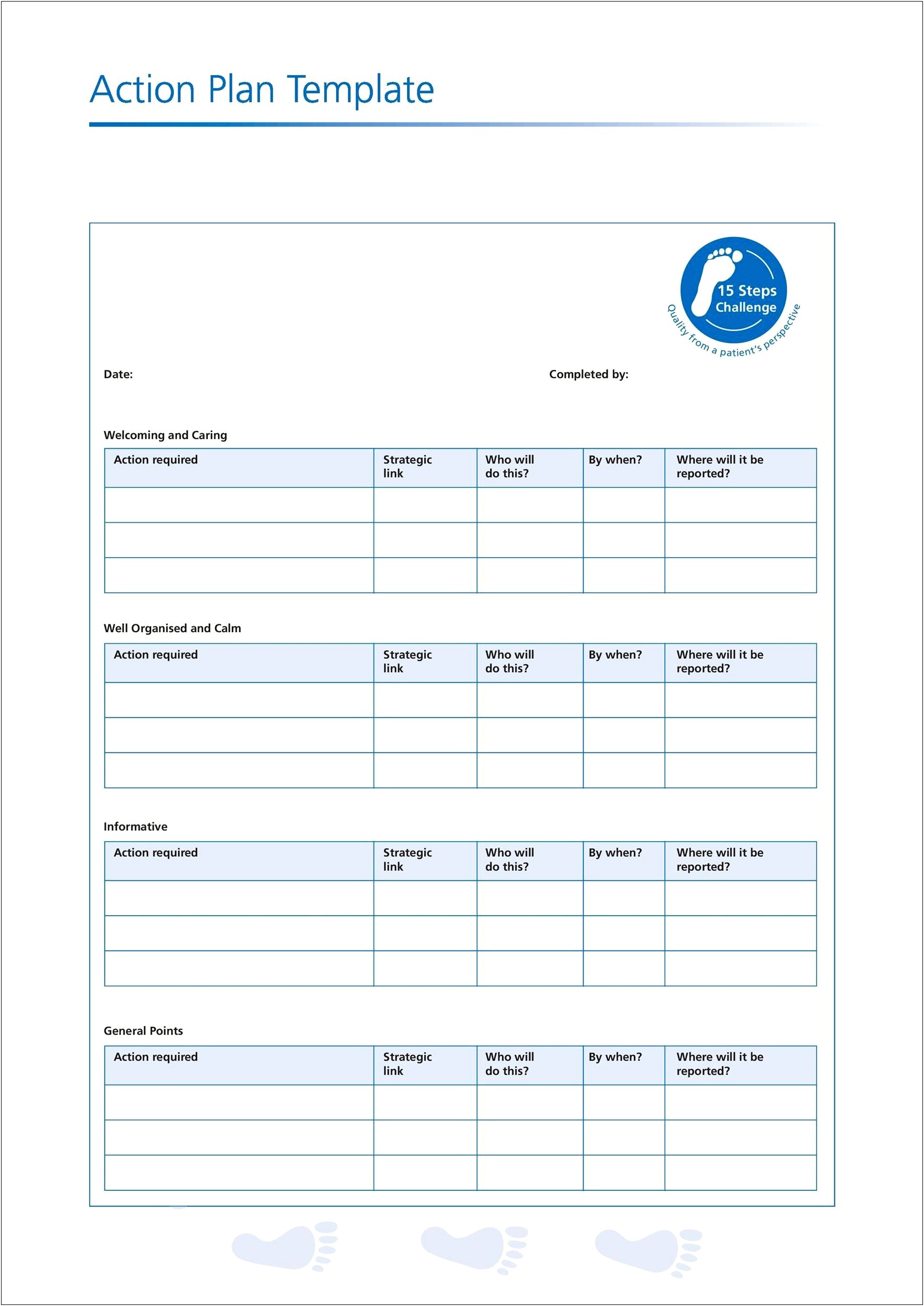 Action Plan For A Business Template