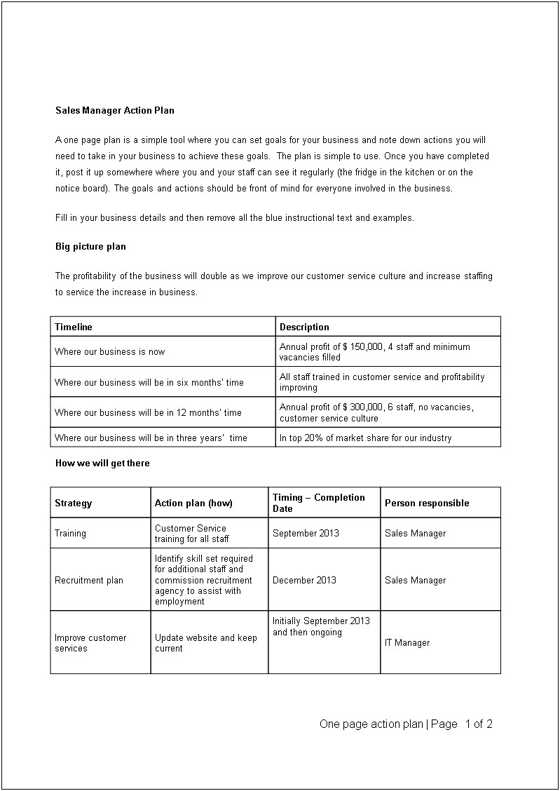 Action Plan Template For Call Center