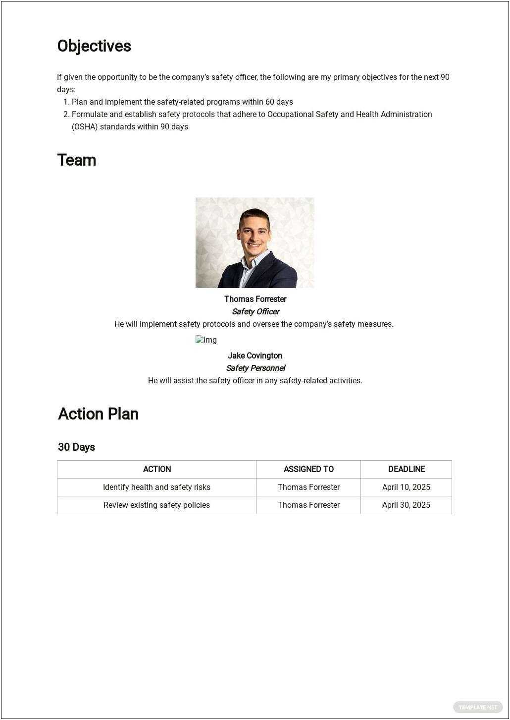 Action Plan Template For Job Interview