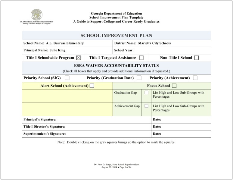 Action Plan Template For School Improvemet Rti