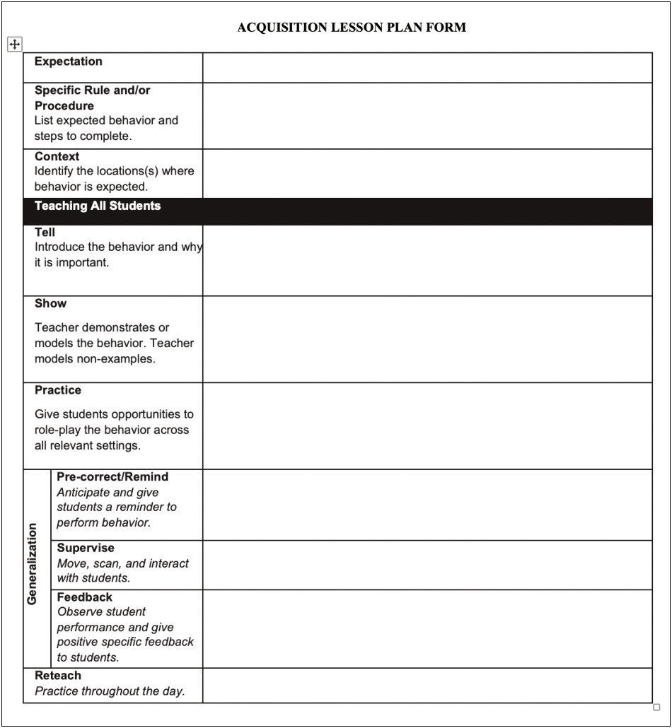 Action Plan Template For Student Behavior