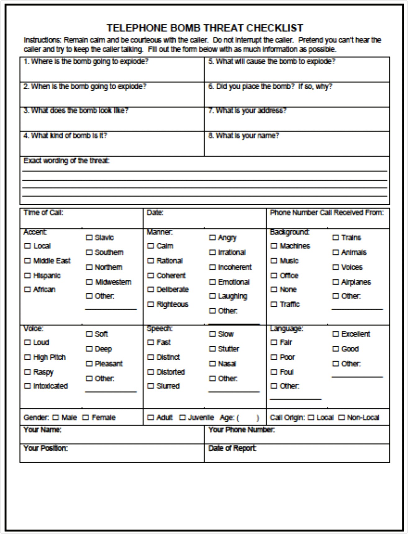 Active Shooter Emergency Action Plan Template