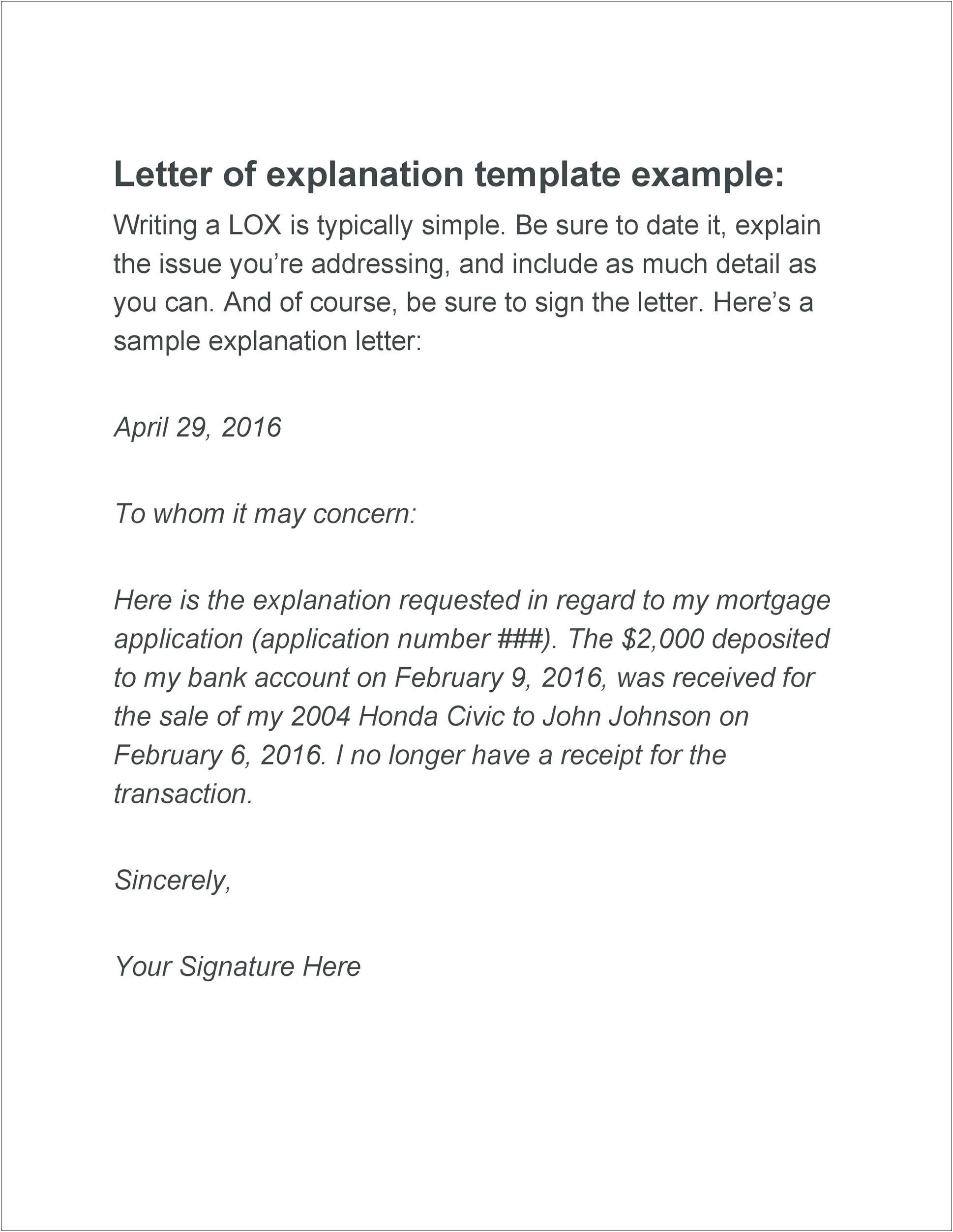 Address Discrepancy Letter Template For Lender