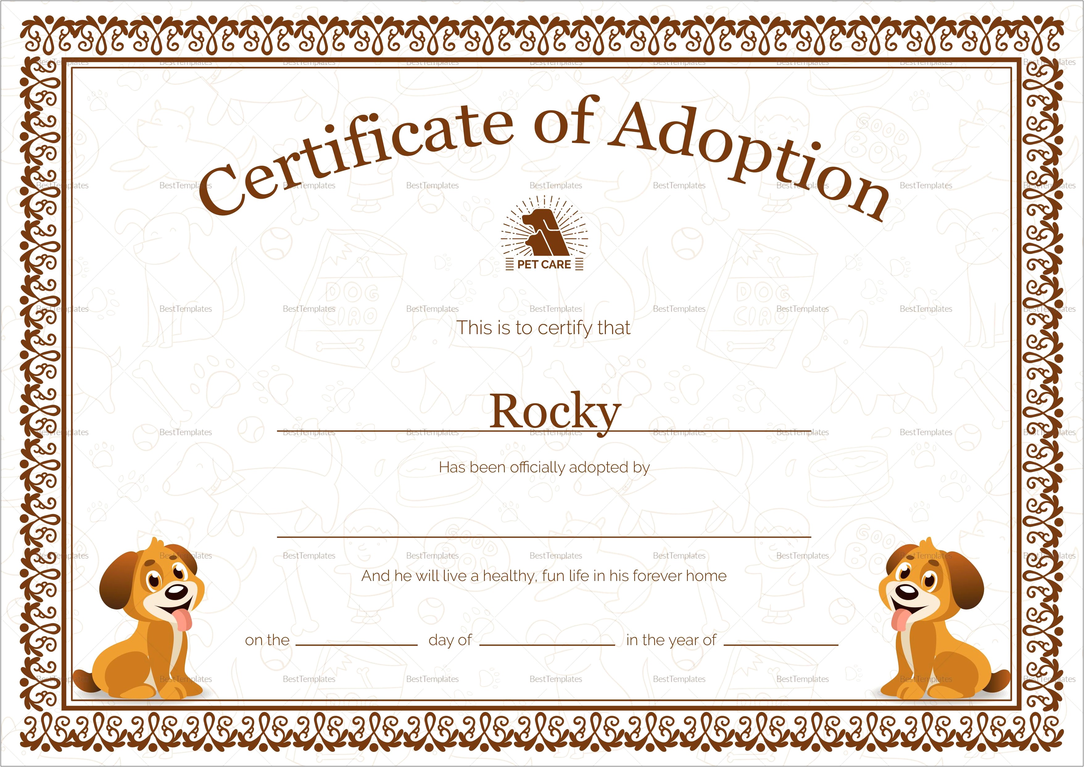 Adoption Certificate Template In Word Format