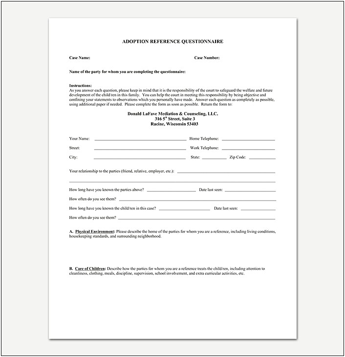 Adoption Papers Letter Of Recommendation Template