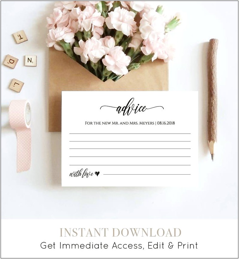 Advice For The Bride And Groom Cards Template