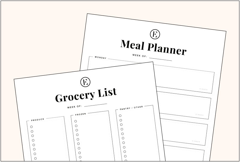 Aesthetically Pleasing Meal Planning And Grocery List Template