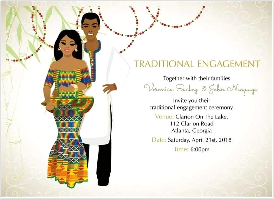 African Traditional Wedding Invitation Cards Templates