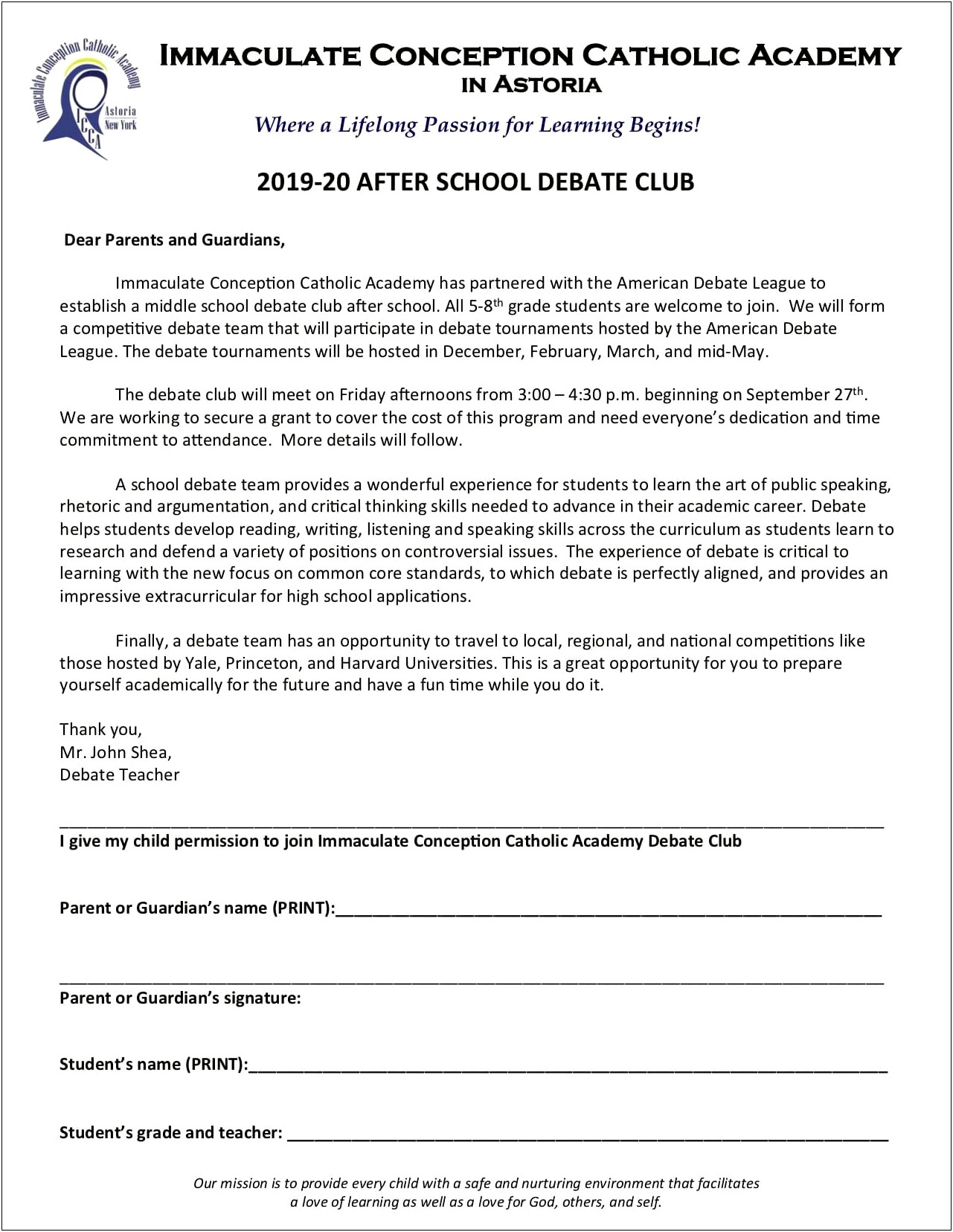 After School Club Letter To Parents Template