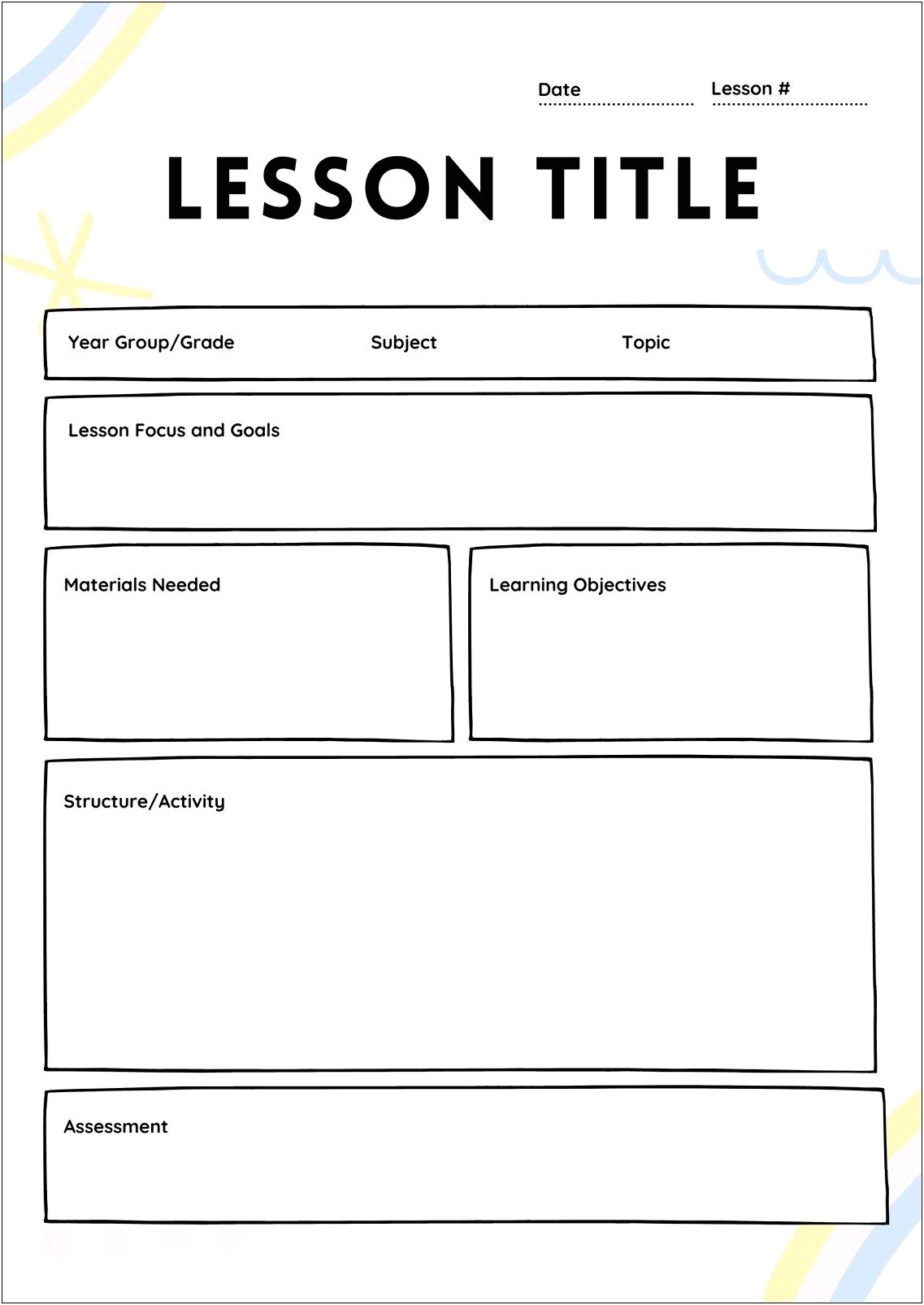 After School Tutoring Lesson Plan Template