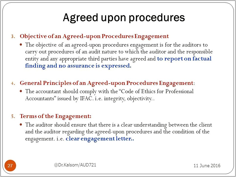 Agreed Upon Procedures Engagement Letter Template South Africa