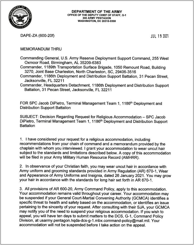 Air Force Exception To Policy Letter Template