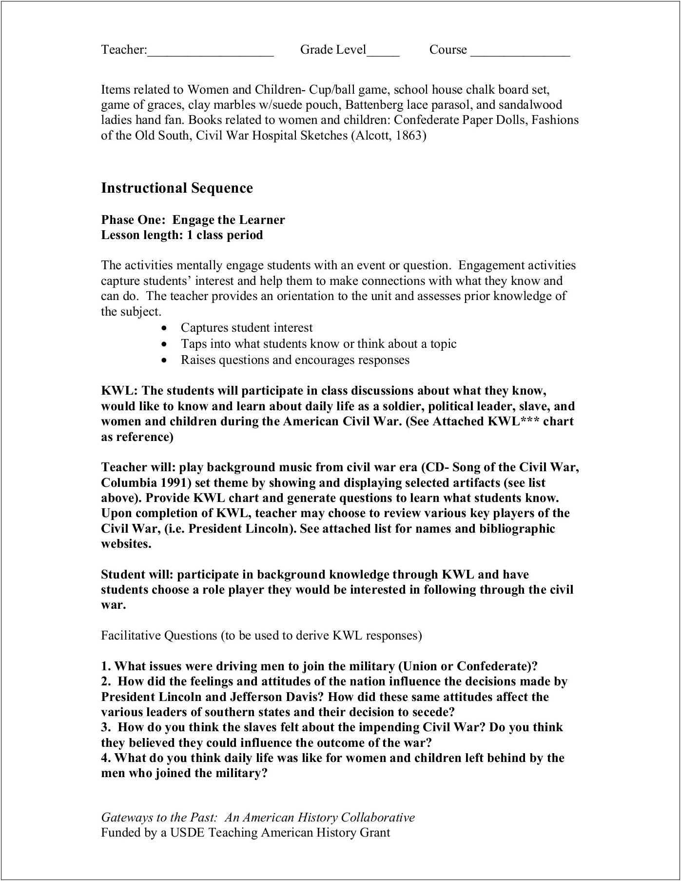 Alabama Learning Exchange Lesson Plan Template