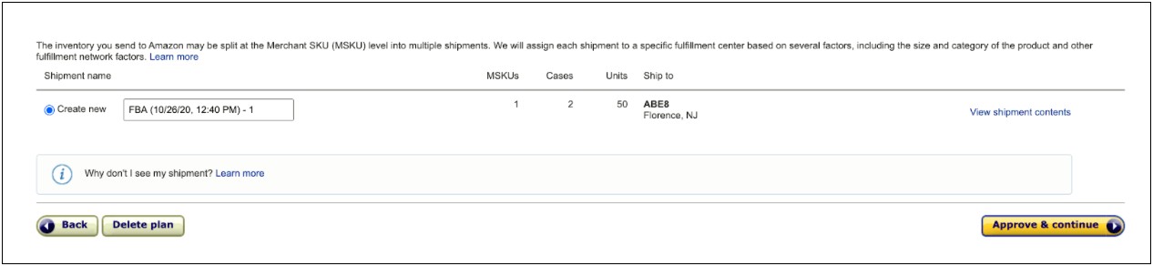 Amazon Shipping Plan Request Template Workbook