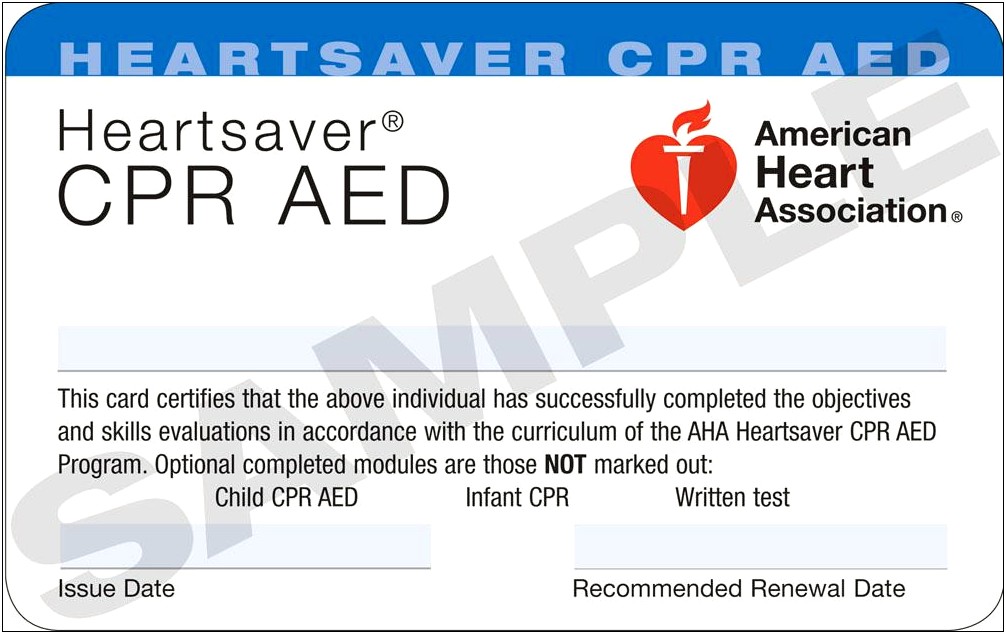 American Heart Association Healthcare Provider Cpr Card Template