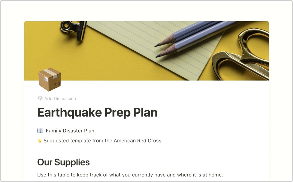 American Red Cross Disaster Plan Template