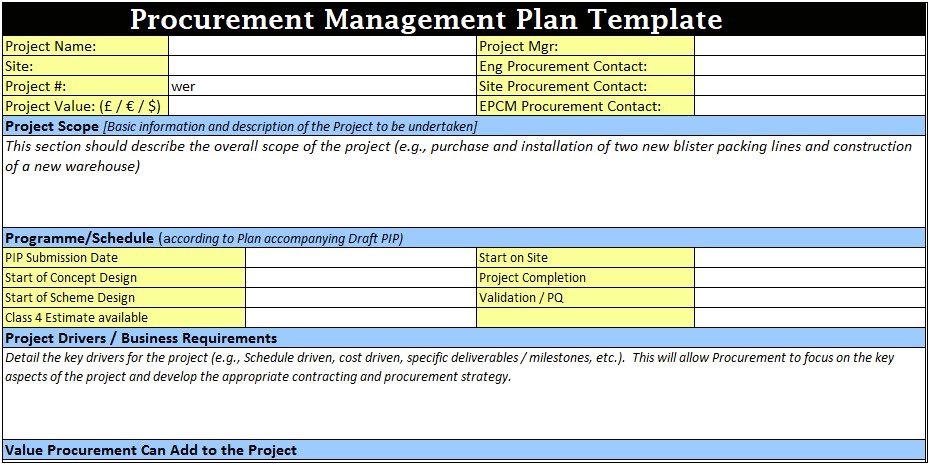 Annual Procurement Plan Template Excel 2016