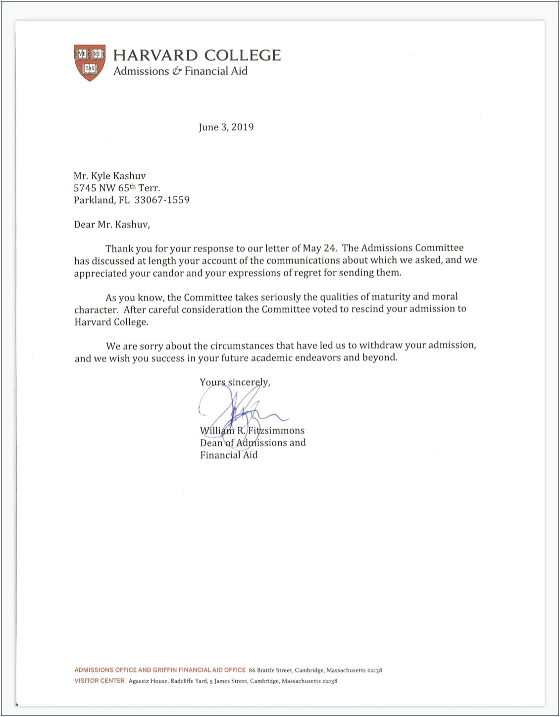 Apology An Admission Letter University Template
