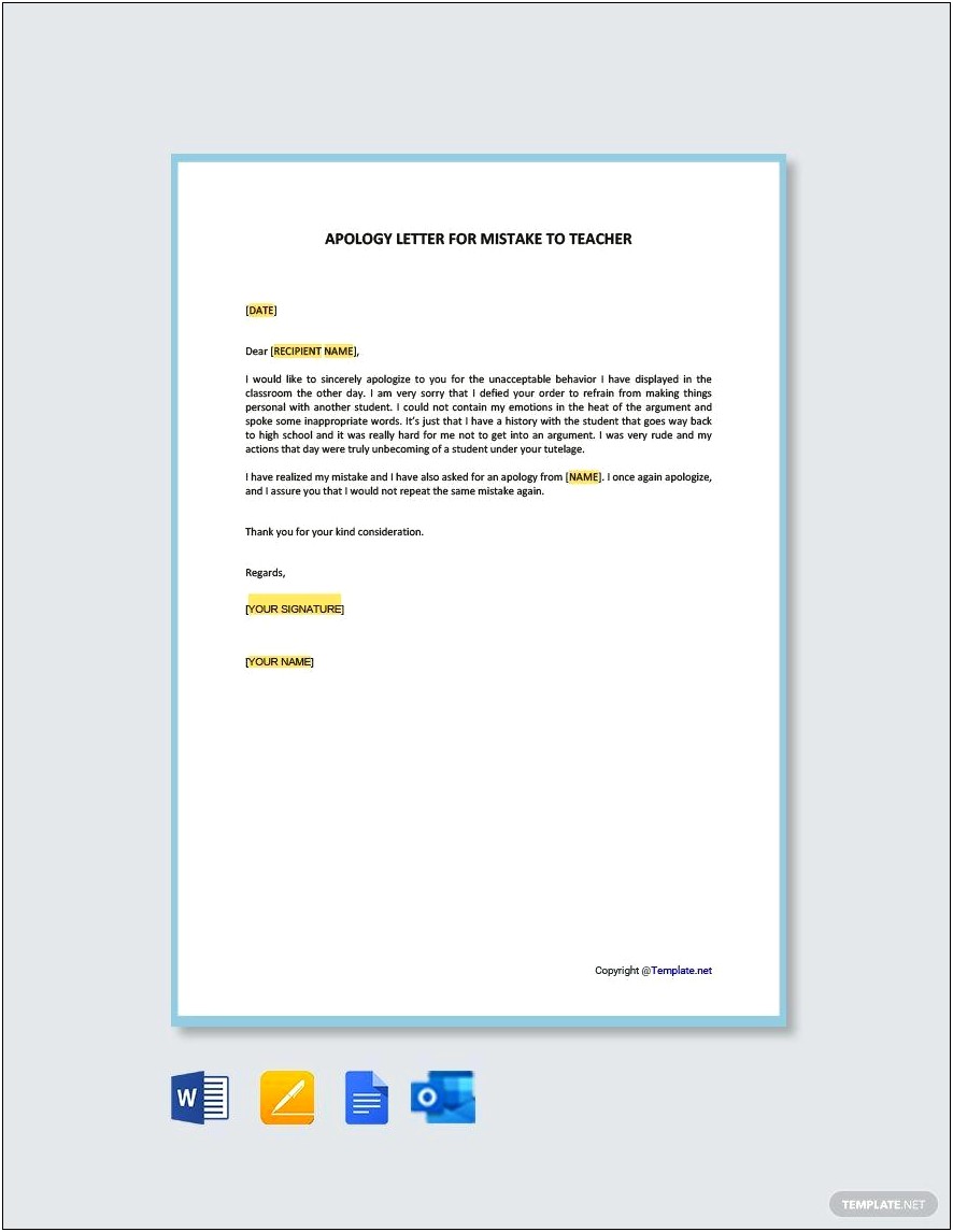 Apology Letter Template For Google Docs