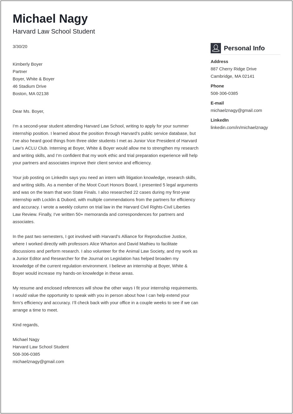 Applying To Different Law Firm Cover Letter Template