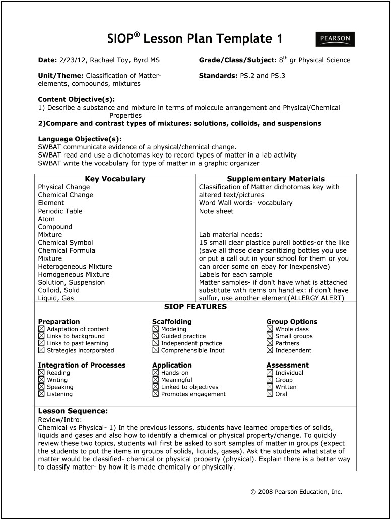 Arizona Science Standards Lesson Plan Template Doc