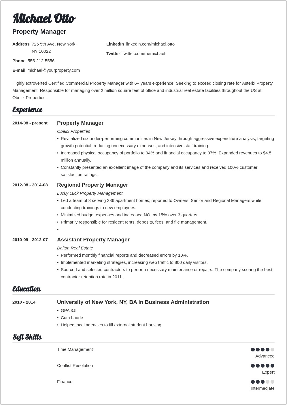 Assistant Property Manager Cover Letter Template