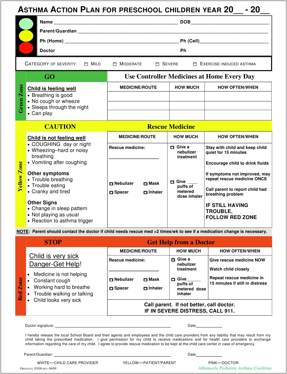 Asthma Action Plan Template For Schools