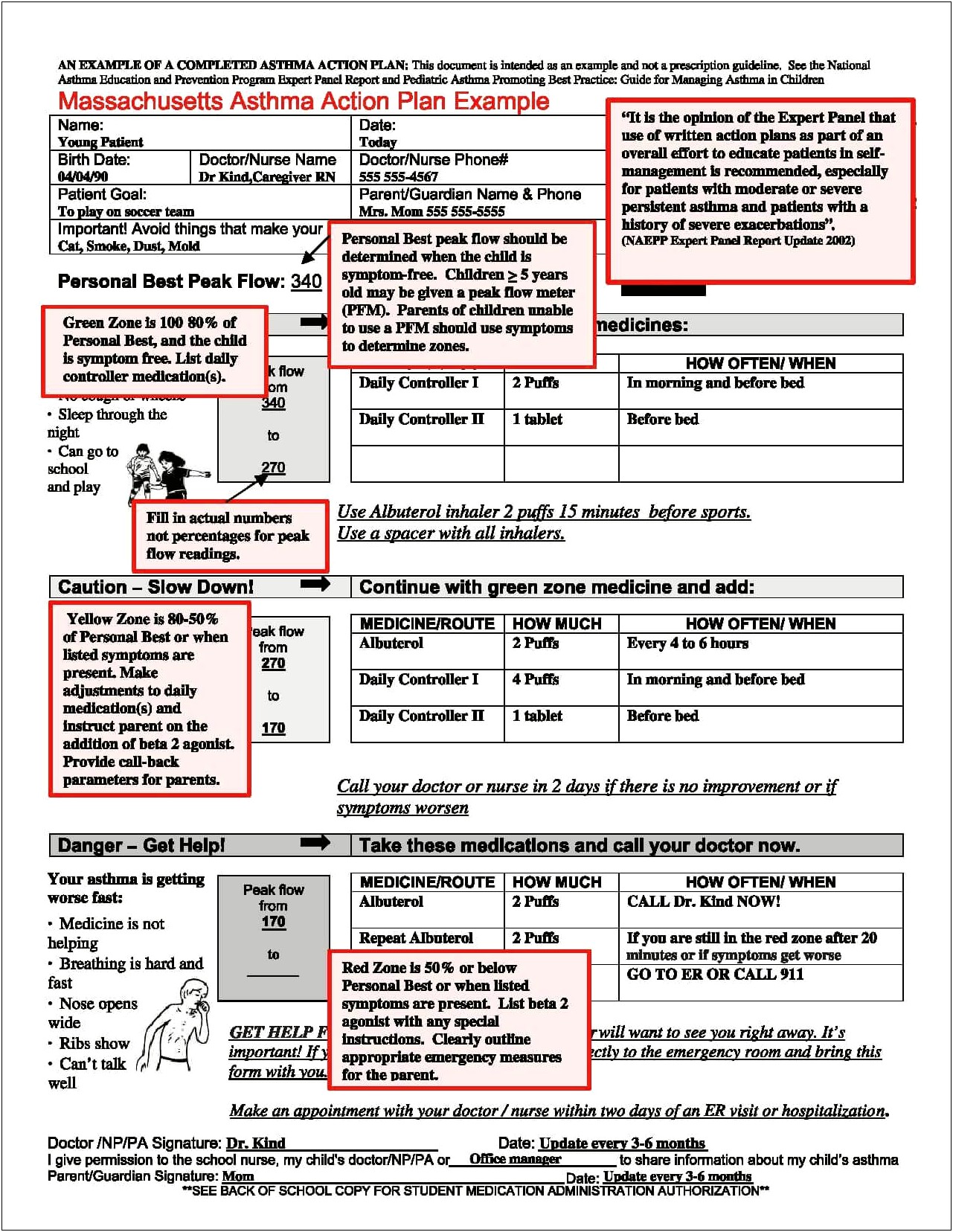 Asthma Action Plan Template Medical Director