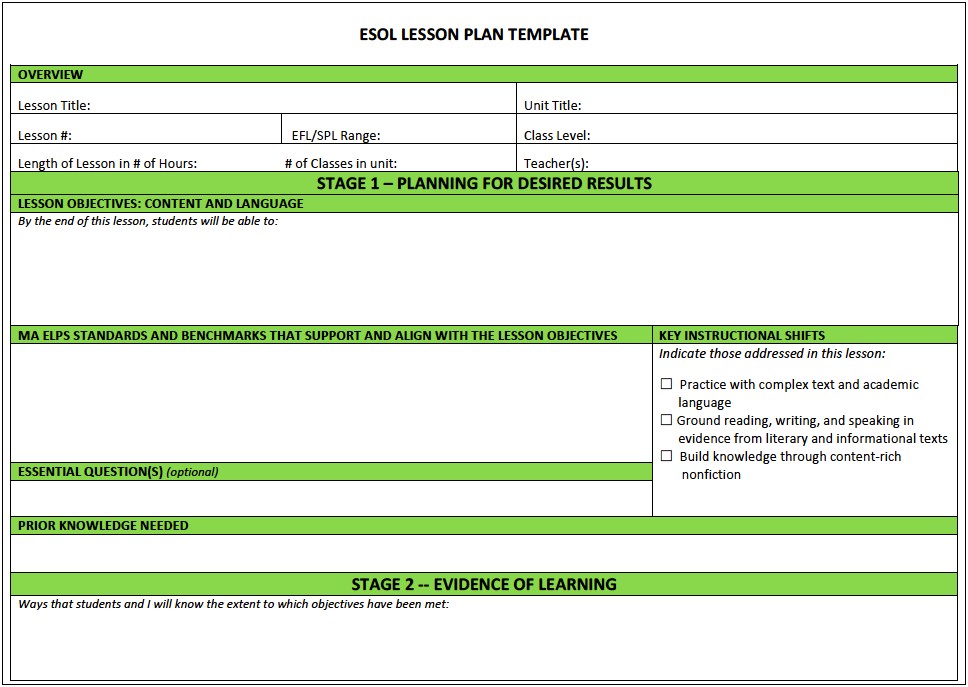 Australian Curriculum Blank Lesson Plan Template