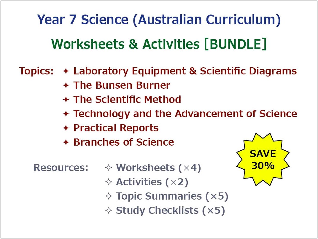 Australian Curriculum Science Unit Plan Template