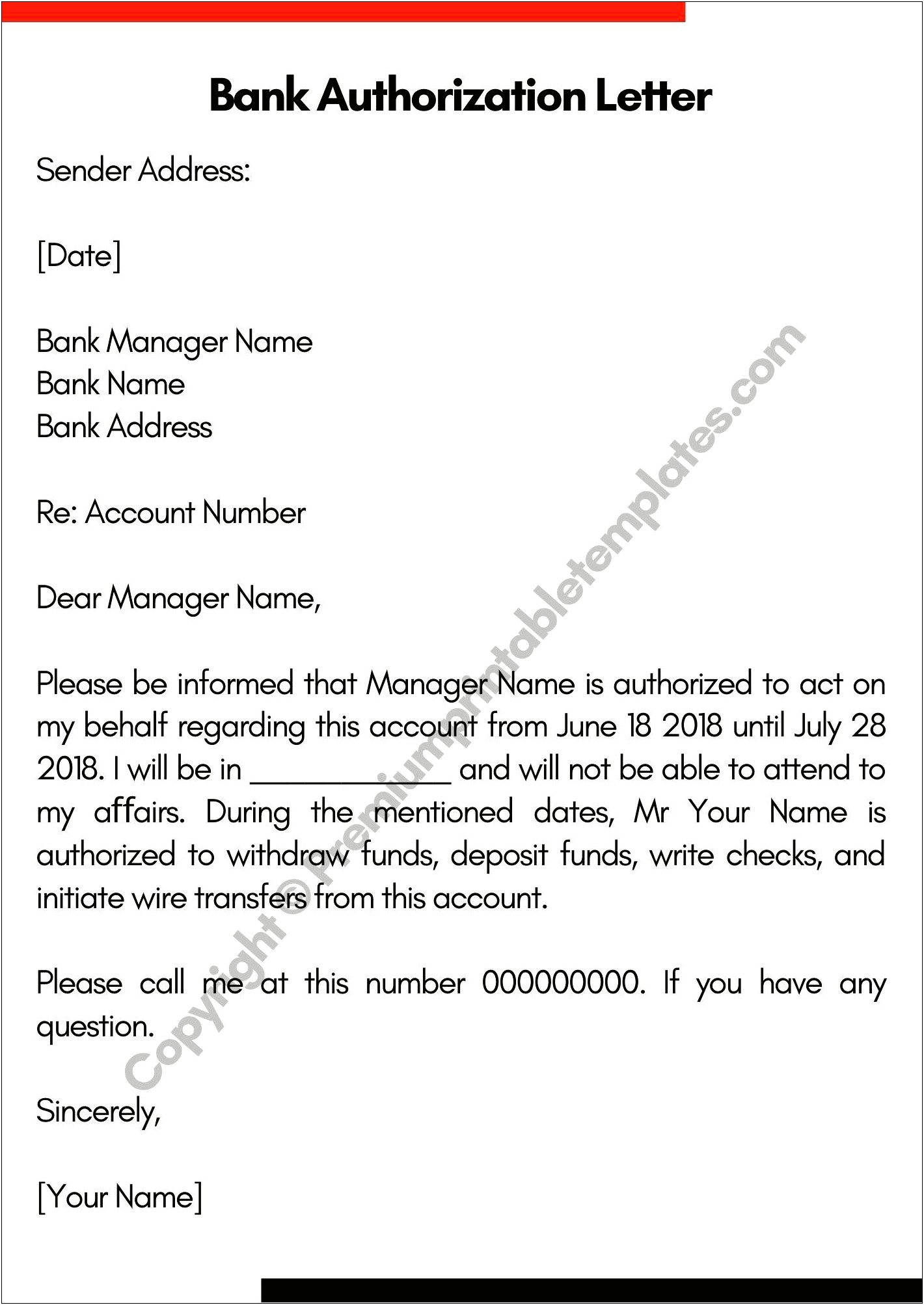 Authorization Letter To Receive Credit Card Template