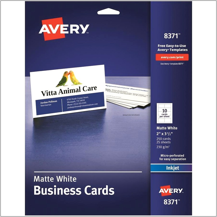 Avery 8371 Template For Business Cards