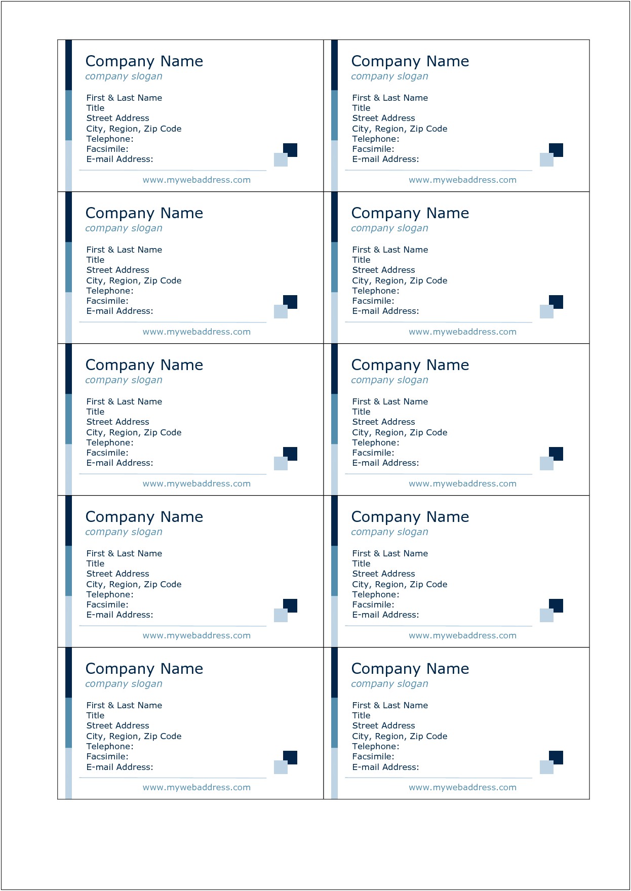 Avery Business Card Template 8371 Openoffice