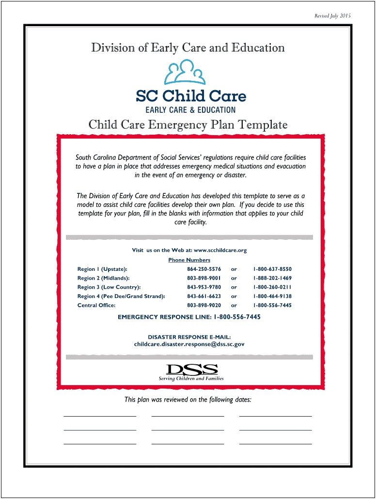 Az Foster Care Emergency Evacuation Plan Template