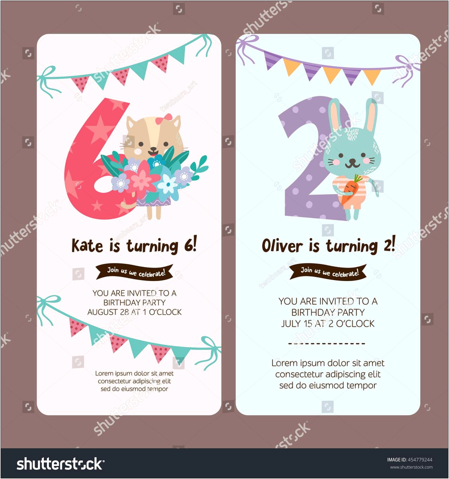 Baby Birthday Invitation Card Template Vector