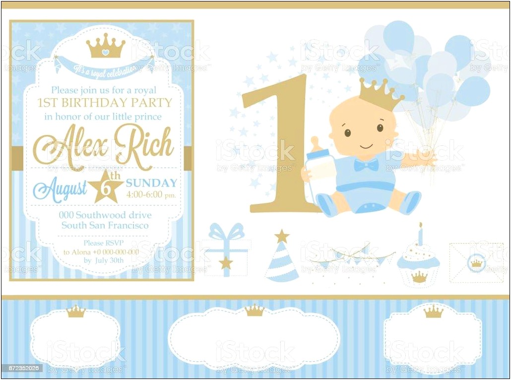 Baby Boy First Birthday Card Template