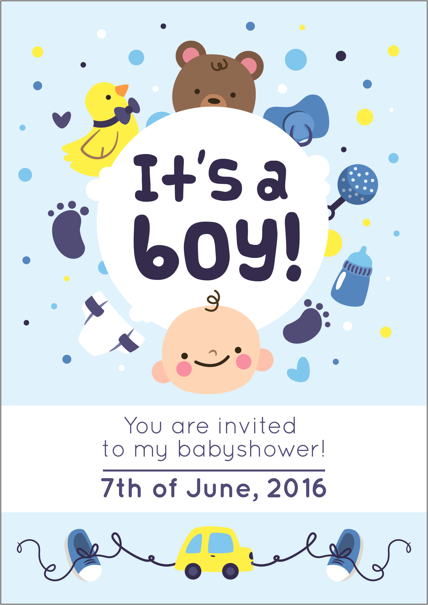 Baby Full Month Invitation Card Template