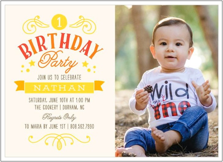 Baby Girl 1st Birthday Invitation Card Template