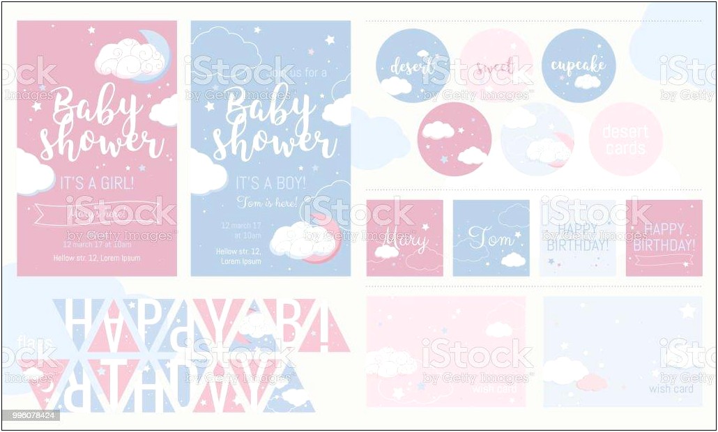 Baby Girl Shower Card Cupcake Template